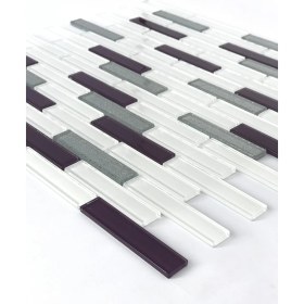 Resim Orient Mutfak,banyo,zemin Için Mürdüm Gümüş Simli 15X73 Kristal Mozaik 