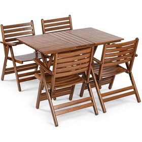 Resim London Takım Masa 80x140 - Ahşap Bahçe, Teras, Balkon Takım Ceviz 