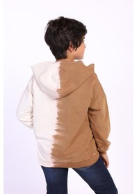 Resim Toontoy Kids Toontoy Erkek Çocuk Kapüşonlu Baskılı İki Renkli Sweatshirt Kahverengi 