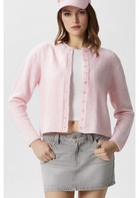Resim Ritnice Kadın Nina Bisiklet Yaka Pembe Basic Hırka Pembe 