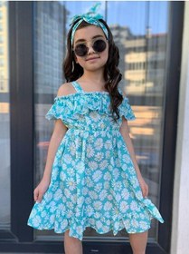 Resim MODAVALS MİNT YEŞİLİ KARDEŞ KOMBİN KIZ ÇOCUK ELBİSE & BANDANA KOMBİN 