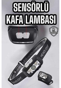 Resim Kafa Lambası Kamp Lambası Sensörlü Şarjlı Ayarlanabilir Çoklu Renk 