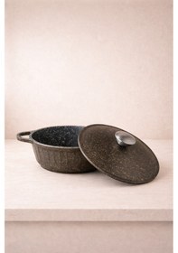 Resim Roma Serisi 5 Parça Mini Döküm Tencere Seti Füme Alüminyum 