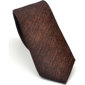 Resim Gaffy Bej Kırcıllı Desenli Koyu Kahverengi Dokuma Kumaş Mendilli Slim Fit Kravat // Sdk-2501-6 Koyu Kahverengi 