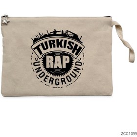 Resim Türkçe Rap Krem Clutch Astarlı Cüzdan / El Çantası - Krem 