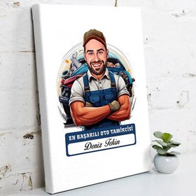 Resim Karikatürlü En Başarılı Oto Tamirci Kanvas Tablo 