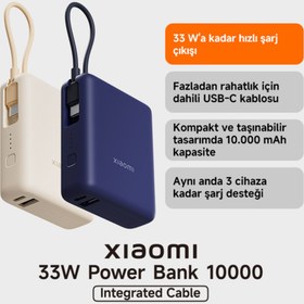 Resim Xiaomi Xiaomi 33W Powerbank 10000Mah Yüksek Hızlı Dahili Kablo Kompakt Tasarım 