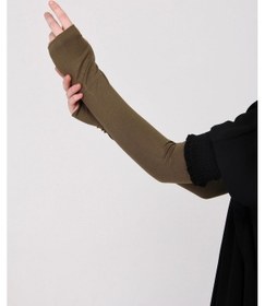 Resim Parmak Geçmeli 45cm Likralı Penye Kolluk 1 Çift Haki 