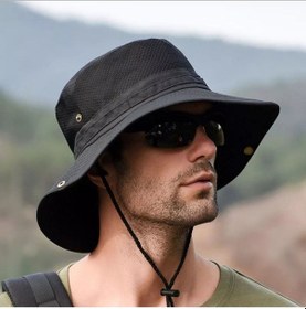 Resim Reva Snap Düğmeli Yürüyüş Ve Avcılık Panama Şapkası Fileli Unisex Siyah 