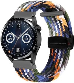 Resim Huawei Watch GT3 Elite-Active 46mm-GT3 Pro-GT3 Se İle Uyumlu 22mm FiberLink Manyetik Tokalı Örgü Kordon Siyah - Turuncu 