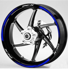 Resim Pcx Beyaz Yazılı Mavi Jant Şeridi 