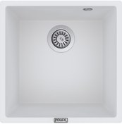 Resim Polex Cristalüx Granit Evye P-X40 Beyaz Tezgah Altı Ve Tezgah Üstü Kare Mutfak Evyesi 53.8x44 CM 
