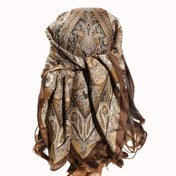 Resim Kadınlar için 1 adet Bohemya Paisley Desenli Kare Eşarp - Şık Kahverengi, Bej ve Altın Çiçek Tasarımı, Seyahatler, Partiler ve Günlük Gezintiler için Mükemmel 