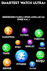 Resim SMARTEST Akıllı Saat Watch Ultra+49mm Bluetooth Kulaklık 7 Kordon Kasa Koruma Kırılmaz Cam Hediye Smartwatch 