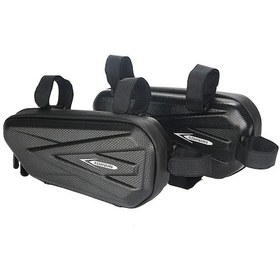 Resim Elektrikli Bisiklet Asılı Çanta Motosiklet Çerçevesi Sert Kabuk Yan Çantalar Eva + Pu Siyah Motosiklet Yan Çantalar Su Geçirmez Çanta 