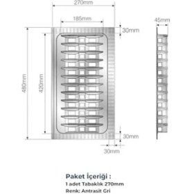 Resim Storemax Çekmece Içi Tabaklık 27CMX48CM, Antresit (3cm En ve 6 cm Boydan Kesilebilir) 