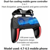 Resim Gaojunshop01 Siyah 2 Fanlı Soğutuculu Dört Parmak Tetik Profesyonel Oyuncu Telefon Oyun Kumandası 4.7-6.8 İnç 