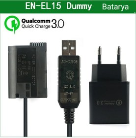 Resim Nikon En-El15 Dummy Batarya D7000 D7100 D7200 D7500 D800 D810 