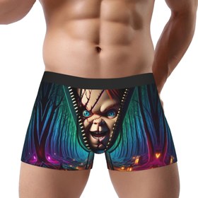 Resim Film Temalı Korku Erkek Boxer Şort, Stil Baskılı Nefes Alabilir İç Çamaşırı, Rahat Günlük ve Gündelik Kullanım 