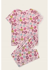 Resim Merry See Kısa Kollu Alt Uzun Donut Baskılı Pijama Takımı 001 