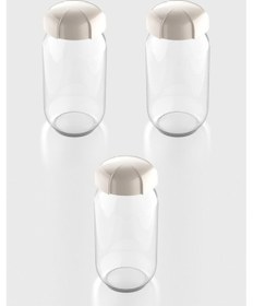 Resim Renga Rhea 1000 Ml Bej Kapaklı 3'lü Cam Kavanoz Seti 131012 Bej 