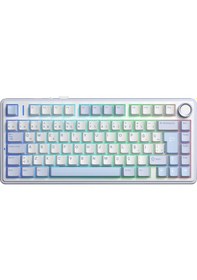 Resim Aula F75 Mekanik Rgb Tkl Graywood V4 Switch Kablosuz Makrolu Hot Swap Türkçe Q Klavye Buz Mavisi 