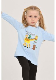 Resim Toontoy Kız Çocuk Zürafa Baskılı Sweatshirt Koyu Mavi 