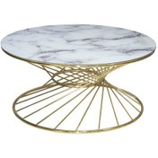 Resim Orta Sehpa Brc RİVOLİ MODEL BEYAZ Mermer Cam Metal Çelik GOLD renk Kaplam Ayak El Yapım 