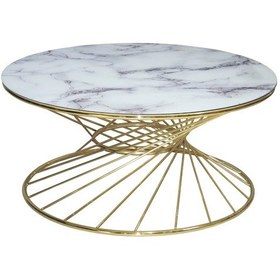 Resim Orta Sehpa Brc RİVOLİ MODEL BEYAZ Mermer Cam Metal Çelik GOLD renk Kaplam Ayak El Yapım 