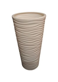 Resim Beyaz Kumsal Vazo Dekoratif Uzun Saksı Yeşil 