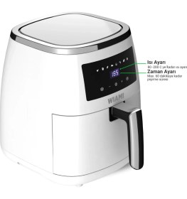 Resim Wiami Air Fryer 5 Litre Beyaz Akıllı Fritöz 