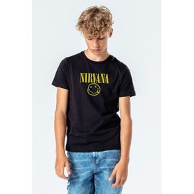 Resim Nirvana Baskılı Unisex Çocuk Siyah Tshirt 