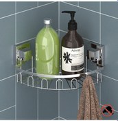 Resim Banyo Köşe Rafı Duş Rafı Sabunluk Easyfıx Yapışkanlı Tek Katlı Krom 