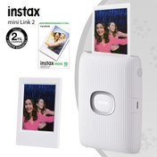 Resim Instax mini Link 2 Beyaz Akıllı Telefon Yazıcısı 10lu mini Film ve Çerçeve 