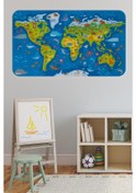 Resim Eğitici Dünya Haritası Dünya Atlası Çocuk Ve Bebek Odası Duvar Sticker-60x105-3774 - Renkli Çok Renkli 