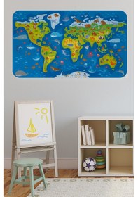 Resim Eğitici Dünya Haritası Dünya Atlası Çocuk Ve Bebek Odası Duvar Sticker-60x105-3774 - Renkli Çok Renkli 