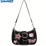 Resim Sanrio'S New Women'S Shoulder Bag, a Millennial Spicy Girl Baguette Bag Featuring for hello kitty, a Cute Underarm Bag in Y2K Style. 