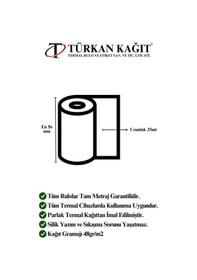 Resim 56x25 Termal Rulo - Yazarkasa Pos Rulosu 10 Paket 100 Adet 