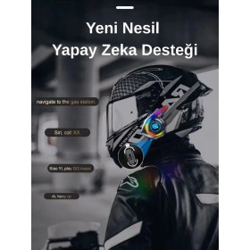 Resim Hayat Store Y21 Rgb Işık Efektli Intercom Bluetooth Motosiklet Kask Kulaklığı Intercom Kulaklık - Lisinya 