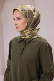 Resim BELLİ Çiçek Desen İpek Twill Eşarp 4210d01 Lacivert 