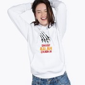 Resim Aslan Çıkabilir Tasarımlı Kapşonlu Kadın Sweatshirt 