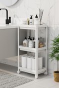 Resim Omaş Household Product 3 Katlı Banyo Raf Ünitesi (PEGGY) Beyaz Banyo Düzenleyici Şampuanlık Havluluk Dolap(BEYAZ) 
