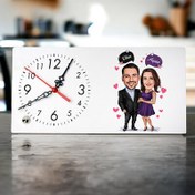 Resim Karikatürlü Şahane Çiftler Masa Saati 
