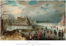 Resim Donmuş Amstel Nehri Üzerinde Buz Pateni (1611) (40x50) 
