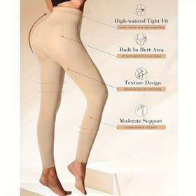 Resim Kadınlar için Yüksek Belli Kademeli Kompresyon Taytı, 8-15mmHg Opak Örgü Naylon Spandex Karışımı, Sonbahar-Kış Sıkı Destek Şekillendirici Pantyhose 