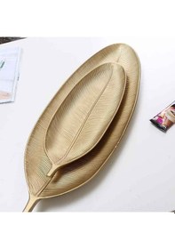 Resim Moveevo Altın Yaprak Desenli Orta Boy Meyve Tabağı - Kuzey Avrupa Tarzı Ev Ofis Mutfak Atıştırmalık Depolama Kutusu 