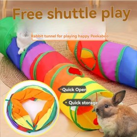 Resim Kolay Açma ve Depolama Tasarımı ile Pet Tavşanları için Kumaş Tavşan Oyun Tüneli Oyuncak - Etkileşimli Kırmızı Gösteri Oyun Tüpleri 