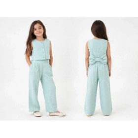 Resim Kids Çocuk Kız Çocuk Müslin Yelek Pantolon Takım Şık Yazlık Kombin 2 Parça (4-14 Yaş) 