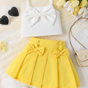 Resim P101234 Küçük Kızlar için Sarı Püsküllü Etekli Moda Tank Üst 