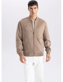 Resim DeFacto Slim Fit Süet Bomber Mont Ceket Dar Kesim Kolej Yaka Fermuarlı Çift Cepli Mevsimlik Baharlık Hafif A3866AX25SPBN297 